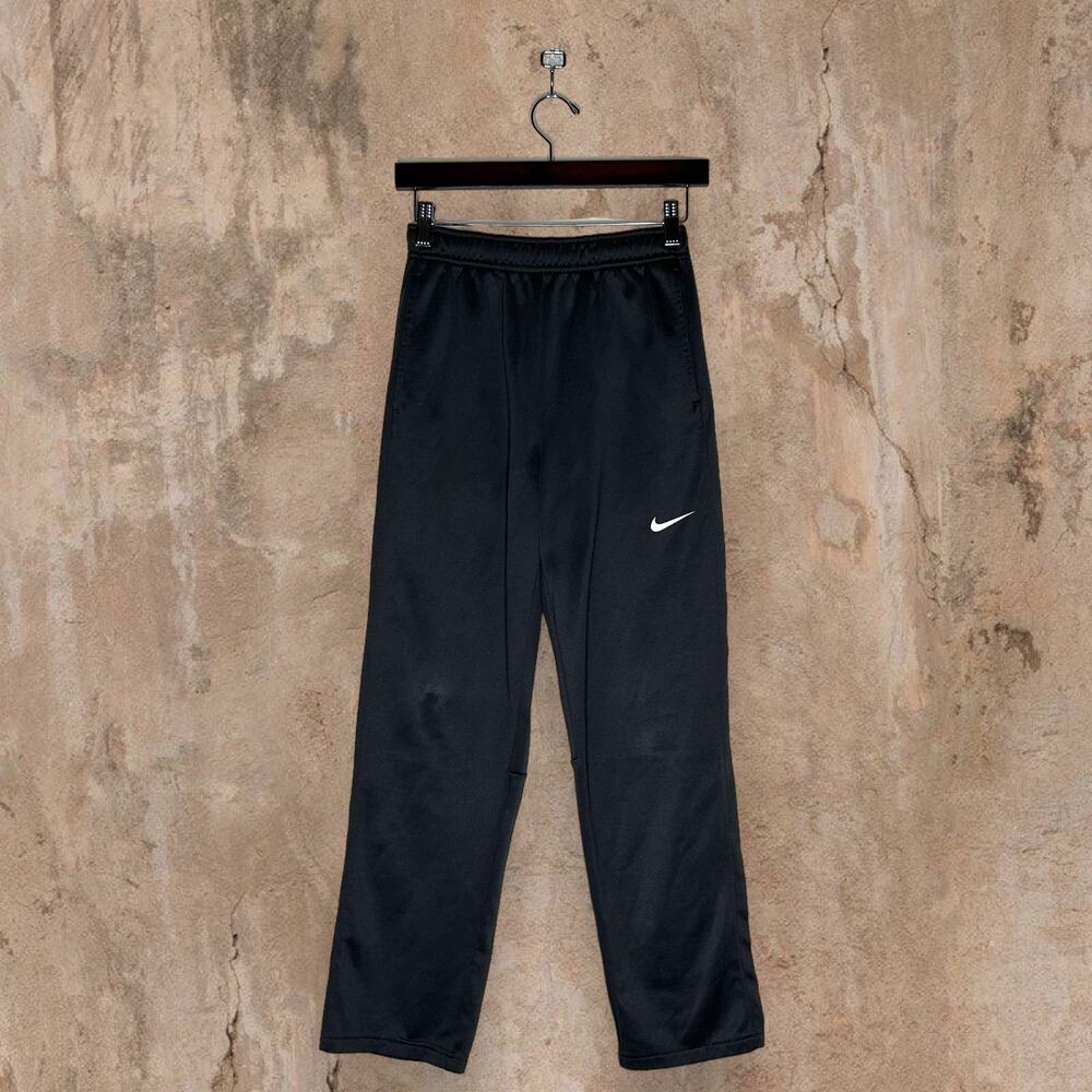 Vintage Y2K Nike Sweatpants Youth XL Dark Grey Polyester White Swoosh Therma Fit - Picture 2 of 6